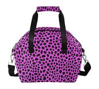 SyXIOP Ruby Red Pink Black Leopard Print Cheetah Animal Pattern_00001_00004_00001 Reusable Lunch Box Gifts for Women Waterproof Thermal Lunch Containers with Removable Shouder Strap for Work Office