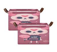 SyXIOP Skull monsters Candy Cute Rectangle Storage Baskets with Handles Large Decorative Organizer for Shelves Cupboards Drawer 2 Pack cajas para organizar cosas