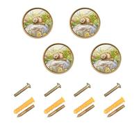 SyXIOP Snail Slowly Moving on The Stone Cabinet Pulls and Knobs Wall Knobs for Hanging 1.26 Inch (32mm) for Bedroom 4 Pack