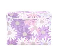SyXIOP Soft Pastel Lavender Flower Pink foldable 40 L storage bin with lids with handles sturdy storage containers large Christmas For Bedroom,Closet, Living Room 42x32x30cm