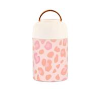 SyXIOP Soft Pink Leopard Fur Print Stainless Steel Vacuum Insulated lunch container for hot food with spoon for man chicken 17 oz