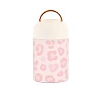 SyXIOP Soft Pink Leopard Print Stainless Steel Vacuum Insulated insulated food container with spoon for kids ice cream 17 oz