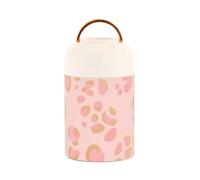 SyXIOP Soft Rose Gold Leopard Fur Print Stainless Steel Vacuum Insulated lunch container for hot food with spoon for boys coffee 17 oz