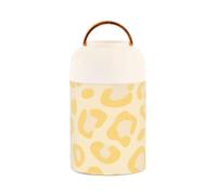 SyXIOP Soft Yellow Leopard Print Stainless Steel Vacuum Insulated insulated stainless steel food jar with spoon for school oatmeal 17 oz