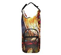 SyXIOP Stained Glass Owls Water Bottle Carry Bag Multi Size Drawstring Backpack with Water Bottle Holder 20/24/32/40oz for Adults Kids Walking Hiking Camping Travelling Funda para Botella De Agua