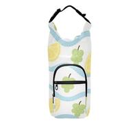 SyXIOP Summer Fresh Lemon Stripe Water Bottle Carrier Bag with Phone Pocket Foldable Water Bottle Holder Bag 20/24/32/40oz for Daily Walking Hiking and Other Outdoor Activities Bolso para Botella De