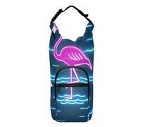 SyXIOP Summer Neon Flamingo Wave Navy Blue Bottle Sling Versatile Water Bottle Carrier for Walking 20/24/32/40oz for Daily Walking Hiking and Other Outdoor Activities Accesorios para Senderismo