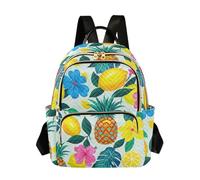 SyXIOP Summer Pineapple Lemon Floral Pattern Blue 14 Inch casual daypack small backpack laptop backpack for travel&work