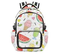 SyXIOP Summer Watermelon Ice Cream Pineapple Clear Backpack Large Capacity Backpack with Reinforced Strap Stitches for School Outdoor Travel, Age 7-18 mochila de viaje para nina