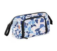 SyXIOP Terrazzo Pattern Glory Blue Pencil Case Organizer Large Capacity Big Pencil Case Lightweight for Kids Kindergarten