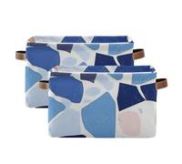 SyXIOP Terrazzo Pattern Glory Blue storage baskets, collapsable and waterproof baskets for organizing with sturdy handle atorage utility for cloth towel 2 pack