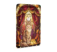 SyXIOP Theatre Cat Vintage Stained Glass Leather Slim Wallets