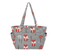 SyXIOP Tote Bag for Women Beach Pool Bags Hoho Style Crazy Snowfall Fox