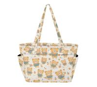SyXIOP Tote Bag for Women Everyday Shoulder Bag Yellow Retro Bears