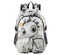 SyXIOP Travel Backpacks Cartoon Chibi White Dinosaur School College Bookbag