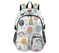 SyXIOP Traveling Backpack Hand-drawn Minimalist Rainbow Hot Air Balloon College Work Bag