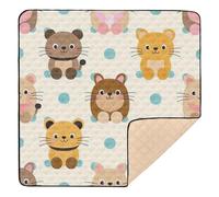 SyXIOP Trendy Blue Polka Dot Cute Animal Cat Large Non-slip baby play mat activity gym for Indoor Outdoor Water Resistant foldable Tummy Time & Crawling Mat for Baby Toddler Infant, 50'' x 50''