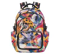SyXIOP Tropical Colorful Leopard Parrot Pop Art Style School Clear Backpack Heavy Duty Carry On Backpack Travel Bag for Kids Boys Girls, Age 7-18 mochilas de ninas para escuela