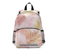 SyXIOP Tropical Palm Tree Pink and Gold Leaves backpack for toddler girls harnessing with leash books bag for 4 year old mochilas para la escuela