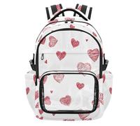 SyXIOP Valentine's Red Heart Clear School Backpack Water-Resistant Bookbag Backpack with Reinforced Strap for School College Travel, Age 7-18 mochilas escolares para nino