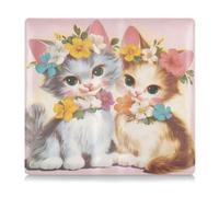 SyXIOP Vinrage Retro Flowers Cat Kitten Premium Leather Registration and Insurance Card Holder Automobile Wallet Case Organizer for Cards, Essential Document, Driver License Vehicle Paperwork