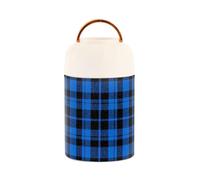 SyXIOP Vintage Buffalo Plaid Checked Royal Blue Stainless Steel Vacuum Insulated jars with lids for food with spoon for school ice cream 17 oz