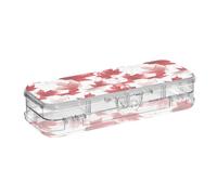 SyXIOP Vintage Canadian Maple Leaf Red Designed Clear Pencil Box 2 Layer Transparent Pens Cases For Art Supplies With Snap And Lid
