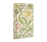 SyXIOP Vintage Gold Lily William Morris Style Leather Men's Wallet Slim
