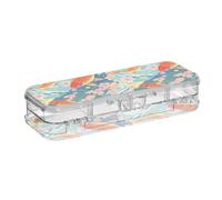 SyXIOP Vintage Japanese Ukiyo-e Flower Fish Designed Plastic Pencil Box Clear Double-Deck Pencil Container For Kids With Snap And Lid