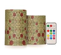 SyXIOP Vintage Red Roses William Morris Pattern Decorative Flickering Battery Operated Candles Electronic Lights Mystique with Timer for Valentine Valentine Battery Powered
