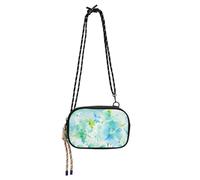 SyXIOP Watercolor Blue Green Flower Crossbody Wallet Purse Men Waterproof with Credit Card Slots Small Shoulder Bags Walk the dog