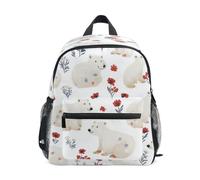 SyXIOP waterproof backpack kids with name tag Beauty Polar Bear White