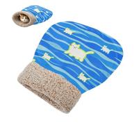 SyXIOP Wave Pattern Cartoon Cat White Bag Bed Cave for Cat for Cats and Small Dog Pet Pad Sack Winter Soft & Safe Self Warm
