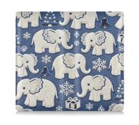 SyXIOP Weave Style White Elephants Blue Winter Premium Leather Car Insurance and Registration Card Holder Vehicle Glove Box Organizer for Driver License, Cards & Essential Documents