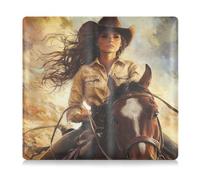 SyXIOP Western Cowgirl Beautiful Wild West Leather Auto Registration Insurance & ID Card Holder Glove Box Organize for Documents, Cards, License