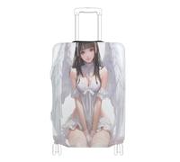 SyXIOP White Anime Angel Girl Elastic Large Covers for Luggage Elastic Suitcase Covers Luggage Protection Fit 18-32 Inch Luggage