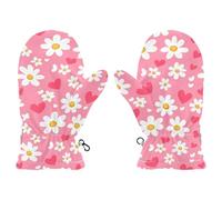SyXIOP White Daisies and Pink Hearts warm toddler winter mittens toddler girl waterproof winter gloves guantes para el frio M 4-6