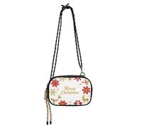 SyXIOP White Merry Christmas Gold Snowflake Red Side Purse Crossbody for Men Trendy with Credit Card Slots Small Shoulder Bag Walk the dog