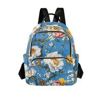 SyXIOP White Peony Flowers 12.5 Inch casual daypack black backpack back packs for school&nurse