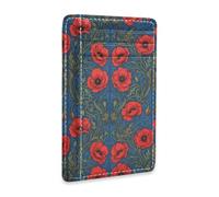 SyXIOP William Morris Red Alabia Poppy Leather Slim Wallets for Men
