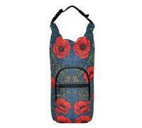 SyXIOP William Morris Red Alabia Poppy Water Bottle Carrier Bag Foldable Water Bottle Holder for Walking 20/24/32/40oz for Daily Walking Hiking and Other Outdoor Activities Accesorios para Senderismo