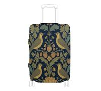 SyXIOP William Morris Style Bird Pineapple Floral Seamless Pattern Vintage Botanical Bird and Fruit Design Elastic Large Luggage Cover Protector Scratchproof Covers for suitcases Travel Essentials