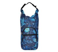 SyXIOP William Morris Style Blue Floral Pattern Water Bottle Carry Bag Portable Water Bottle Insulated Holder 20/24/32/40oz for Adults Kids Walking Hiking Camping Travelling Bolso para Botella De