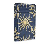 SyXIOP William Morris Style Design Sun Dark Blue Leather Mens Slim Wallet