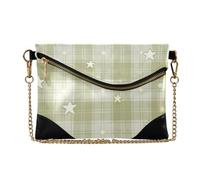 SyXIOP Women PU Wristlet Purses Clutch Olive Star Plaid