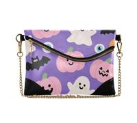 SyXIOP Women PU Wristlet Purses Clutch Pink Halloween Pumpkin ghosts