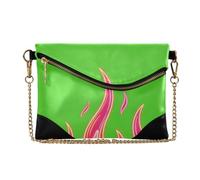 SyXIOP Women's Leather Wristlet Clutch Purse Neon Flames Green