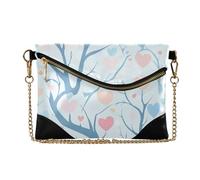 SyXIOP Women's PU Leather Clutch Purses Anti-Theft Key Chain Wallet for Wedding Tree Love Pastel Simple Blue