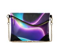 SyXIOP Women's PU Leather Clutch Purses Dark Neon Flow Backdrop | PU Leather Clutch Handbags for Women Anti-Theft Shoulder Bags for Party