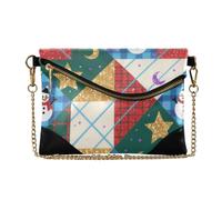SyXIOP Women's PU Leather Handbag Clutch Christmas Glitter Snowmen Red